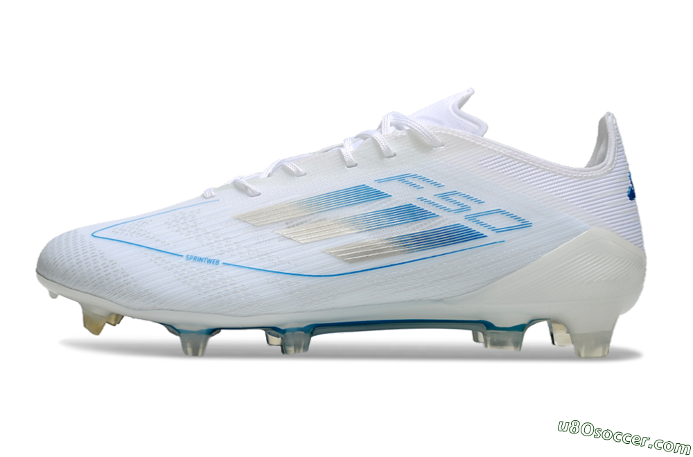 Adidas F50 Elite FG Firm Ground Soccer Cleats - White/Silver/Blue 2