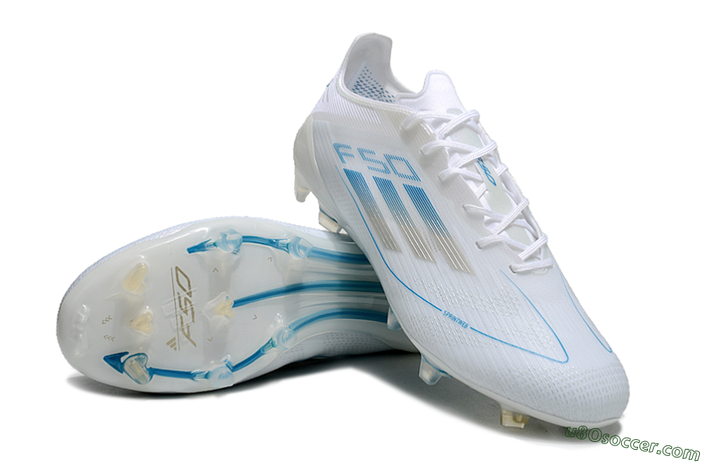 Adidas F50 Elite FG Firm Ground Soccer Cleats - White/Silver/Blue 3