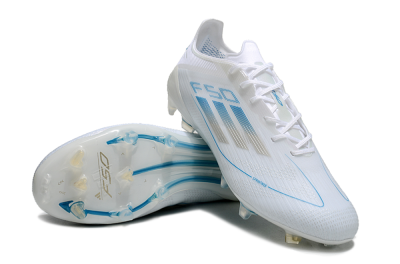 Adidas F50 Elite FG Firm Ground Soccer Cleats - White/Silver/Blue