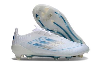 Adidas F50 Elite FG Firm Ground Soccer Cleats - White/Silver/Blue