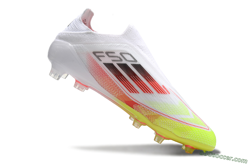 Adidas F50 Elite Laceless FG Firm Ground Soccer Cleats - White/Yellow/Red 4
