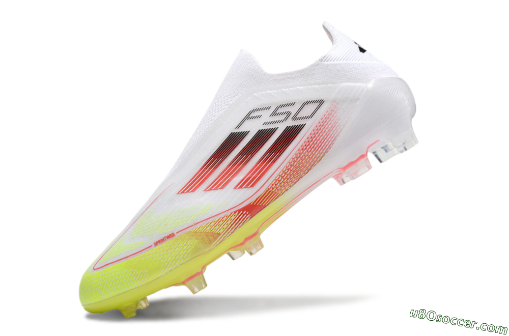 Adidas F50 Elite Laceless FG Firm Ground Soccer Cleats - White/Yellow/Red 5