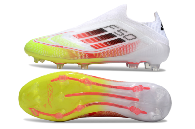 Adidas F50 Elite Laceless FG Firm Ground Soccer Cleats - White/Yellow/Red