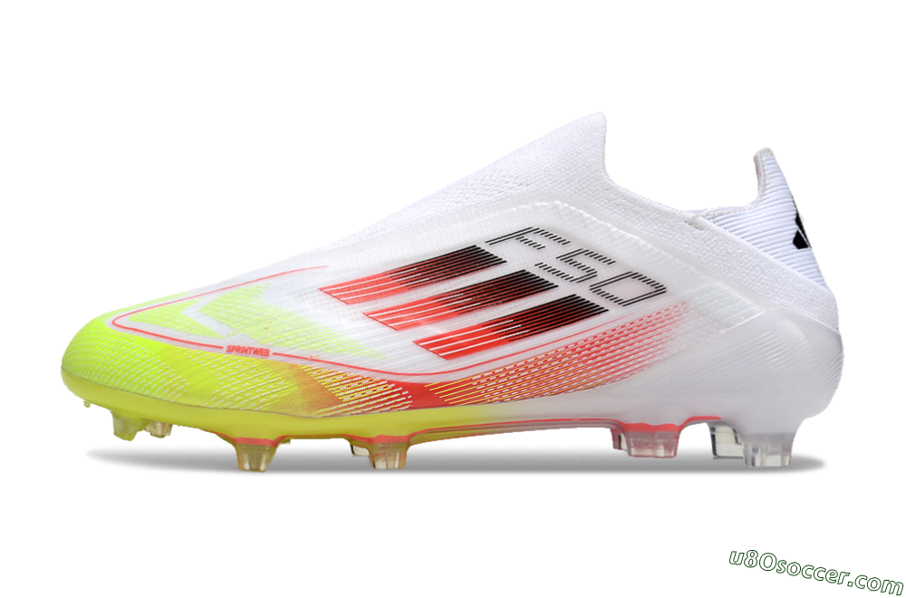 Adidas F50 Elite Laceless FG Firm Ground Soccer Cleats - White/Yellow/Red 2