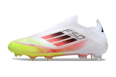 Adidas F50 Elite Laceless FG Firm Ground Soccer Cleats - White/Yellow/Red