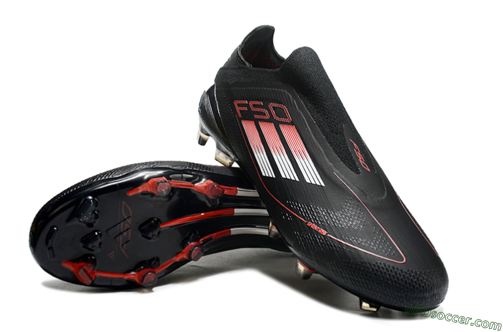 Adidas F50 Elite Laceless FG Firm Ground Soccer Cleats - Black/White/Red 3