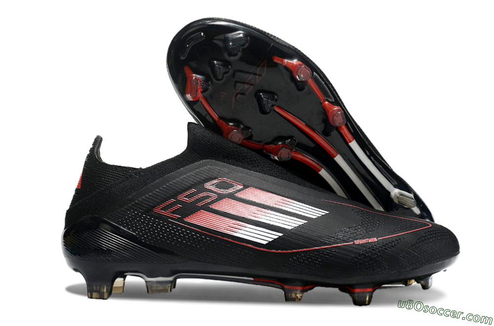 Adidas F50 Elite Laceless FG Firm Ground Soccer Cleats - Black/White/Red 1