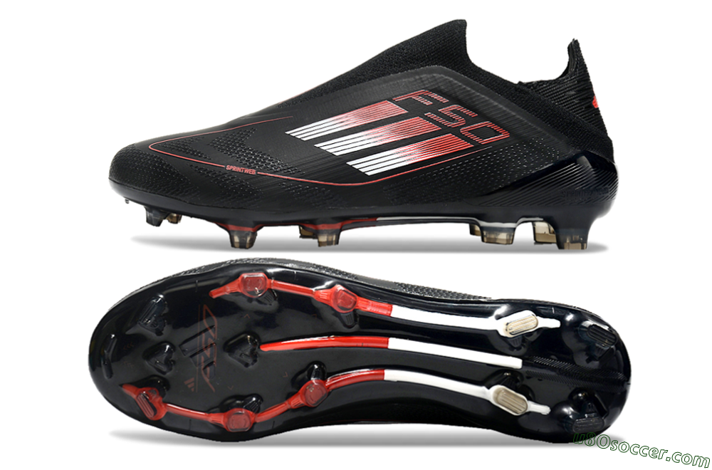 Adidas F50 Elite Laceless FG Firm Ground Soccer Cleats - Black/White/Red 0