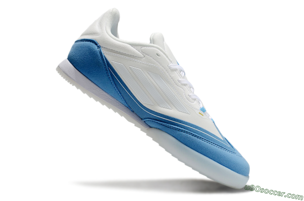 Messi Adizero F50 Freestyle IC Indoor & Futsal Soccer Shoes - White/Blue/Grey 4