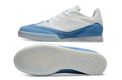 Messi Adizero F50 Freestyle IC Indoor & Futsal Soccer Shoes - White/Blue/Grey