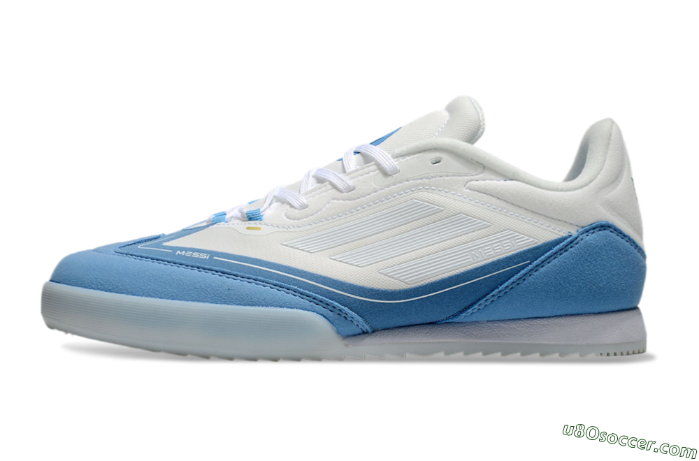 Messi Adizero F50 Freestyle IC Indoor & Futsal Soccer Shoes - White/Blue/Grey 2