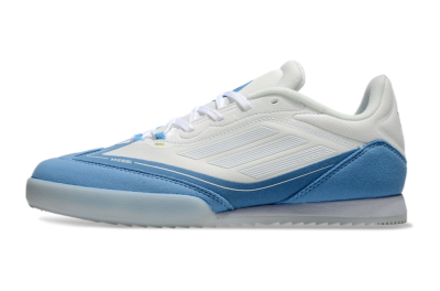 Messi Adizero F50 Freestyle IC Indoor & Futsal Soccer Shoes - White/Blue/Grey