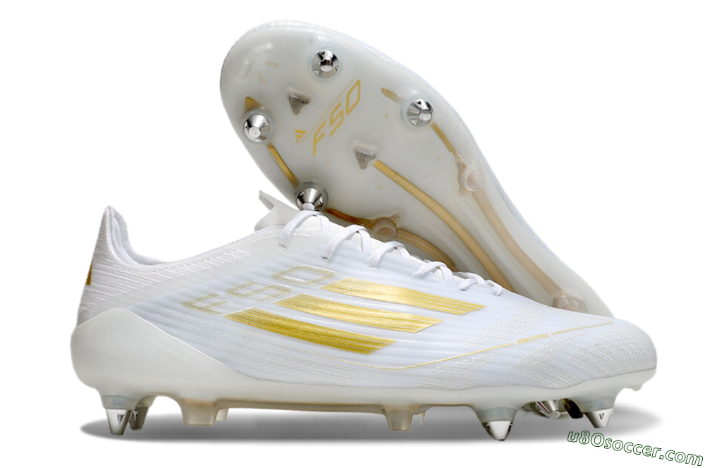 Adidas F50 Elite SG Soft Ground Soccer Cleats - White/Gold/Silver 1