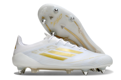 Adidas F50 Elite SG Soft Ground Soccer Cleats - White/Gold/Silver