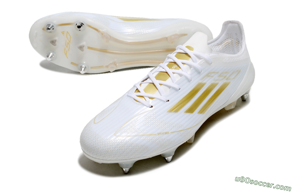 Adidas F50 Elite SG Soft Ground Soccer Cleats - White/Gold/Silver 3