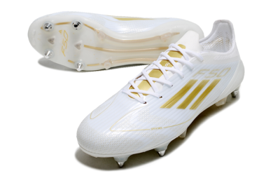 Adidas F50 Elite SG Soft Ground Soccer Cleats - White/Gold/Silver