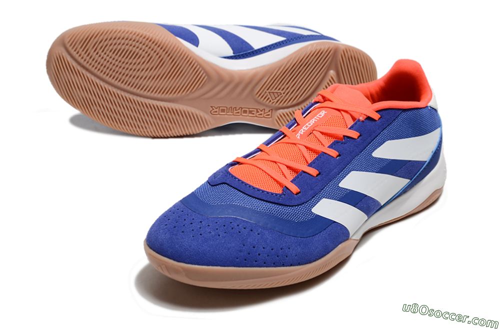 Adidas Predator 24 Elite IC Indoor & Futsal Soccer Shoes - Blue/White/Brown 3