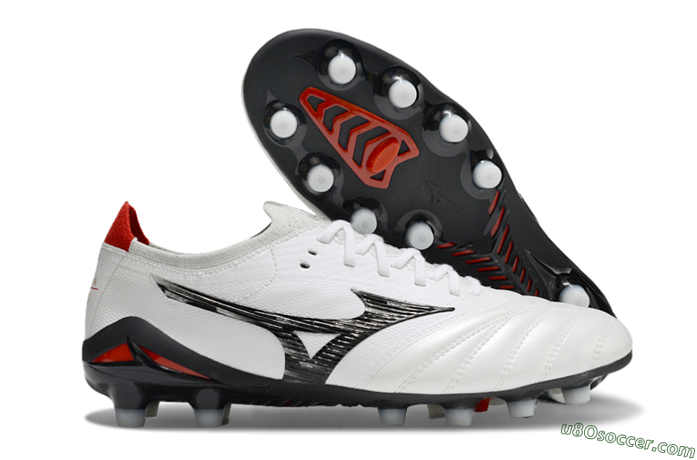 Mizuno Morelia Neo 4 FG Firm Ground Soccer Cleats - White/Black/Red 1