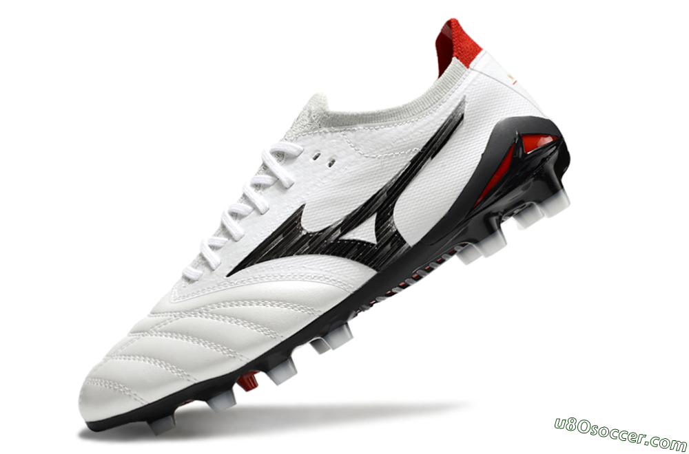 Mizuno Morelia Neo 4 FG Firm Ground Soccer Cleats - White/Black/Red 5