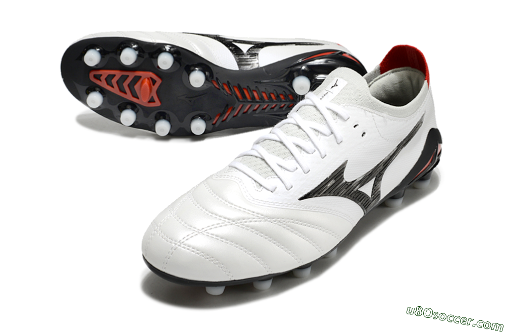Mizuno Morelia Neo 4 FG Firm Ground Soccer Cleats - White/Black/Red 3
