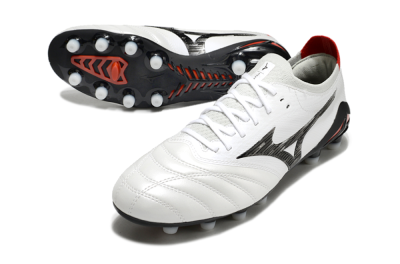 Mizuno Morelia Neo 4 FG Firm Ground Soccer Cleats - White/Black/Red