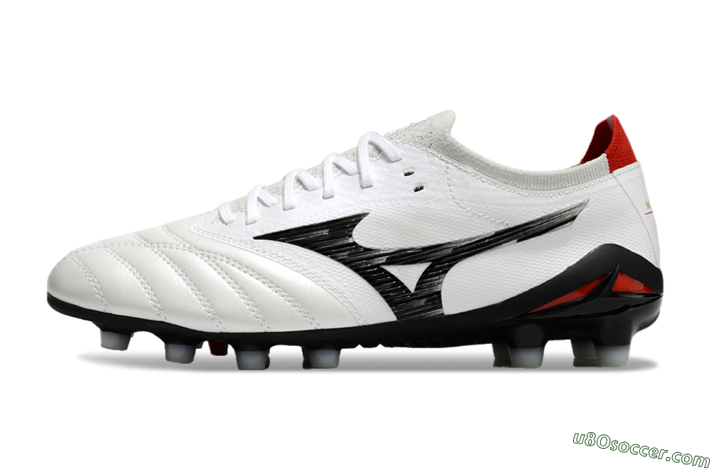 Mizuno Morelia Neo 4 FG Firm Ground Soccer Cleats - White/Black/Red 2