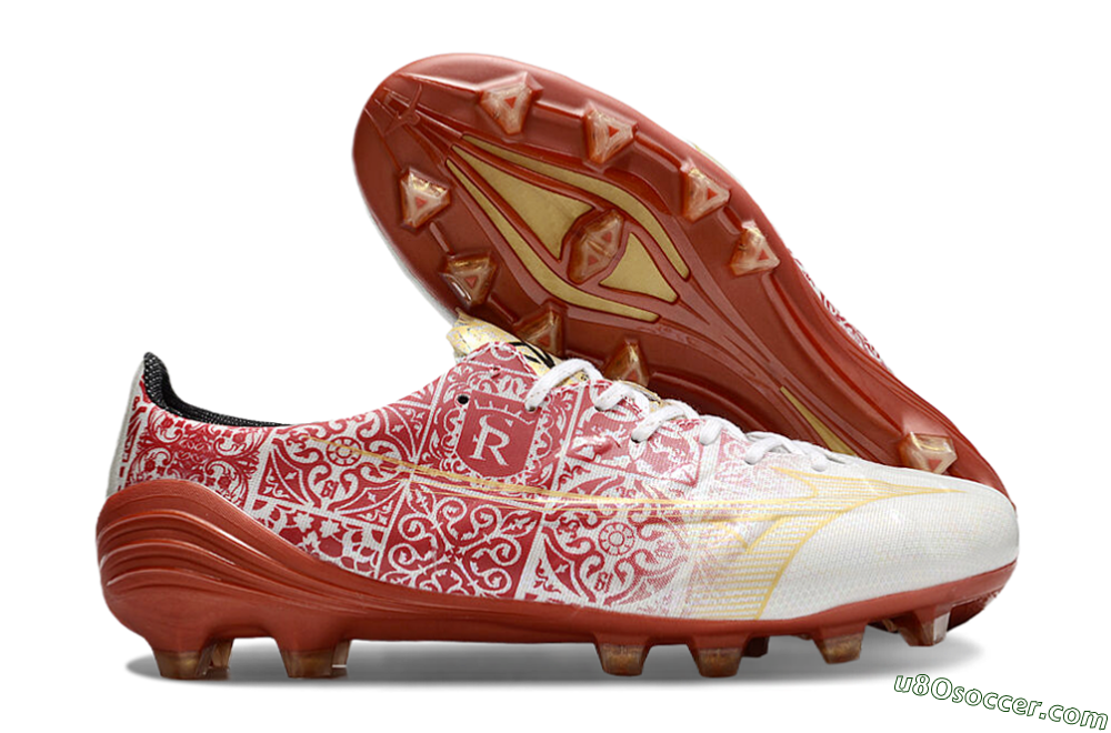 Mizuno Morelia Neo FG Firm Ground Soccer Cleats - White/Red/Gold 1