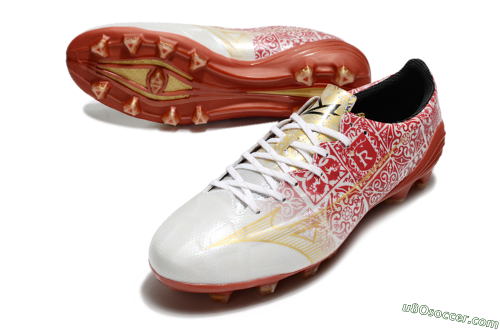 Mizuno Morelia Neo FG Firm Ground Soccer Cleats - White/Red/Gold 3