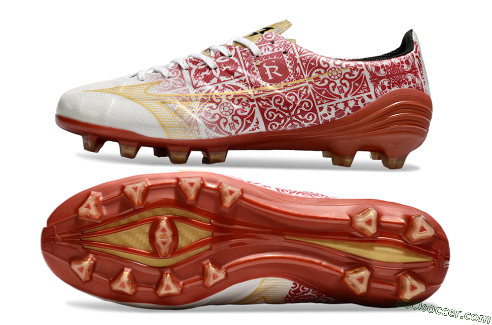 Mizuno Morelia Neo FG Firm Ground Soccer Cleats - White/Red/Gold 0