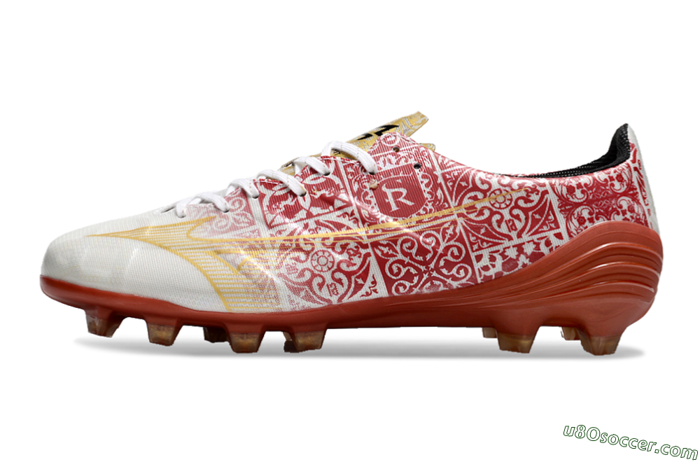 Mizuno Morelia Neo FG Firm Ground Soccer Cleats - White/Red/Gold 2