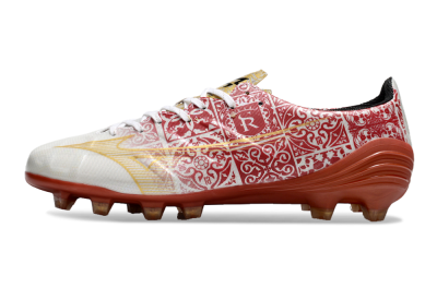 Mizuno Morelia Neo FG Firm Ground Soccer Cleats - White/Red/Gold