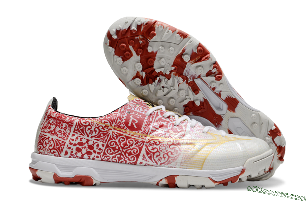Mizuno Morelia Neo TF Artificial Turf Soccer Shoes - White/Red/Gold 1