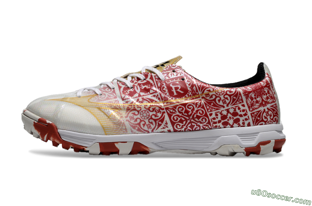 Mizuno Morelia Neo TF Artificial Turf Soccer Shoes - White/Red/Gold 2