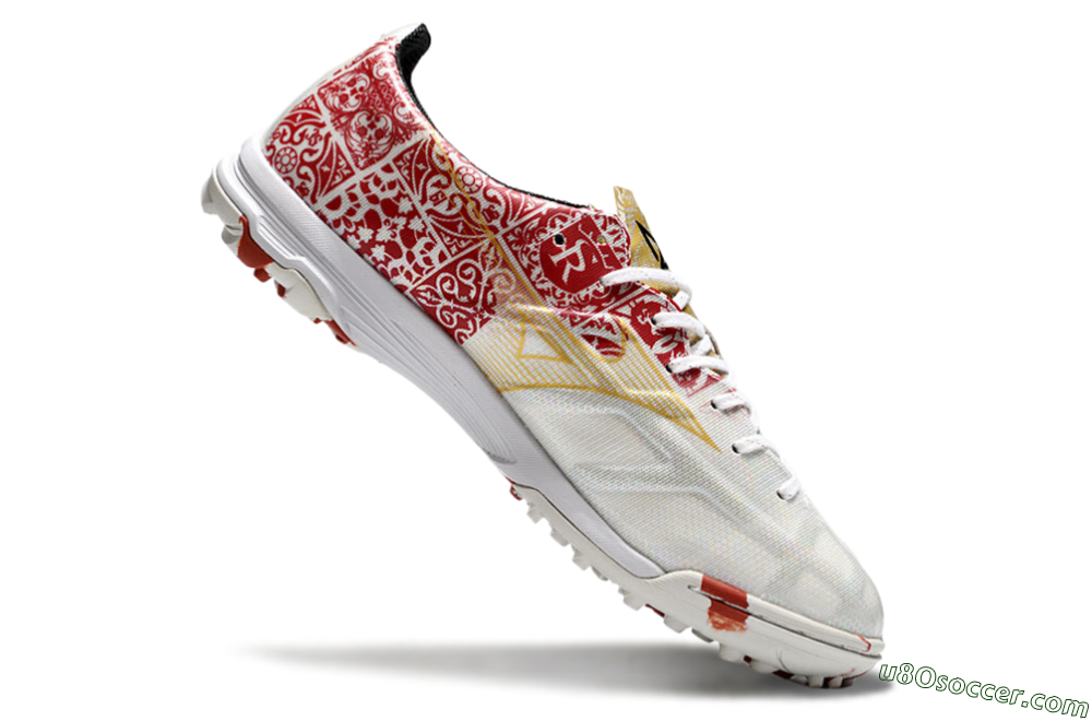 Mizuno Morelia Neo TF Artificial Turf Soccer Shoes - White/Red/Gold 4