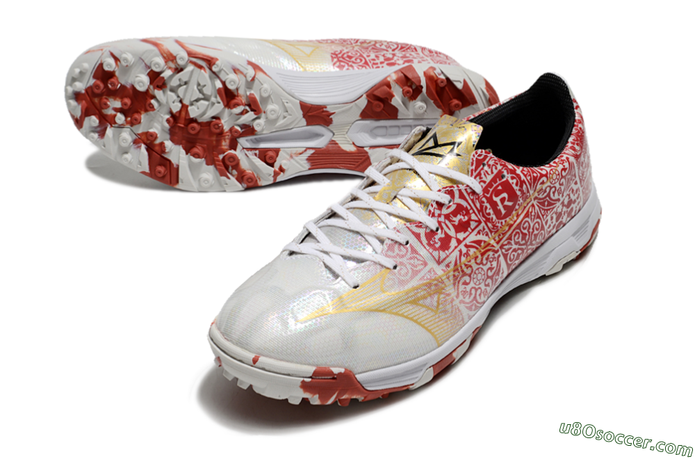 Mizuno Morelia Neo TF Artificial Turf Soccer Shoes - White/Red/Gold 3