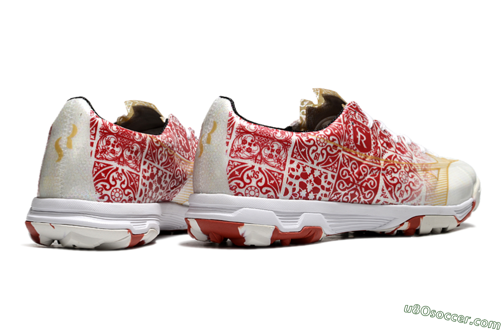 Mizuno Morelia Neo TF Artificial Turf Soccer Shoes - White/Red/Gold 6