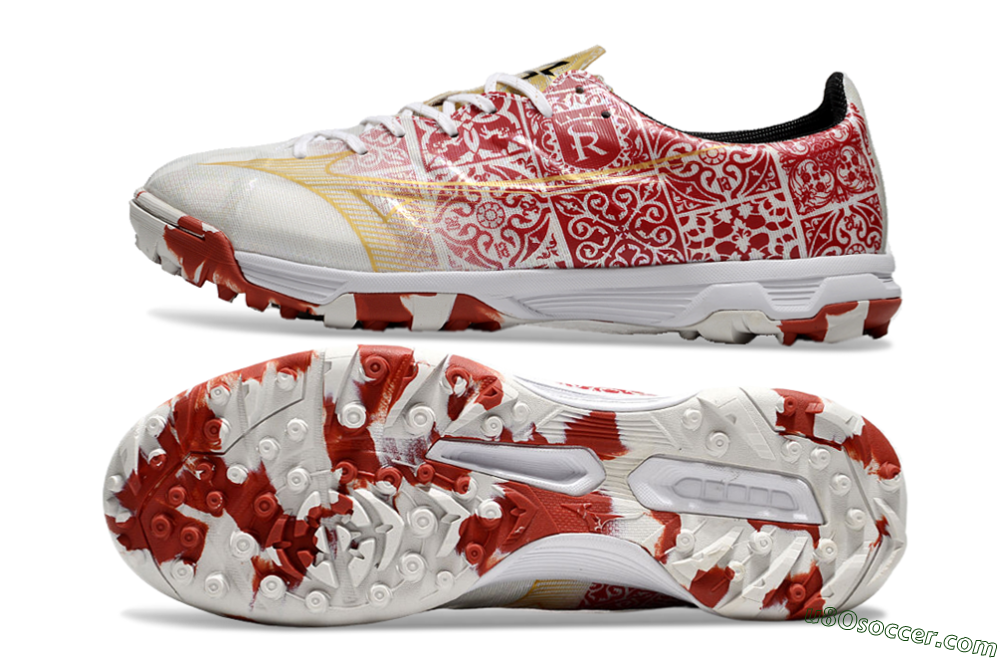 Mizuno Morelia Neo TF Artificial Turf Soccer Shoes - White/Red/Gold 0