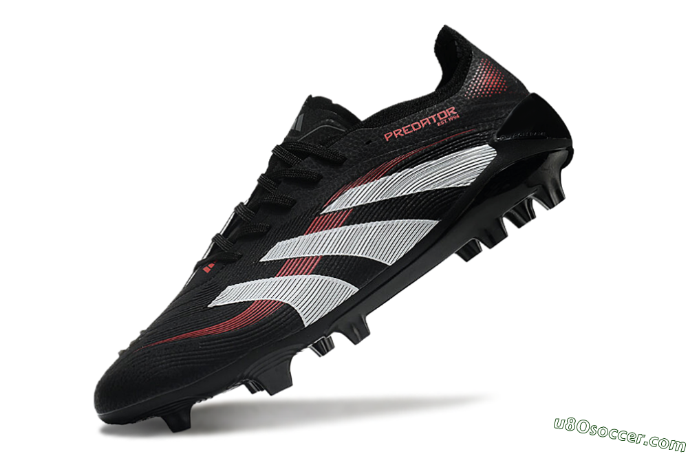 Adidas Predator Elite 2025 Stealth Victory FG Firm Ground Soccer Cleats - Black/White/Red 5