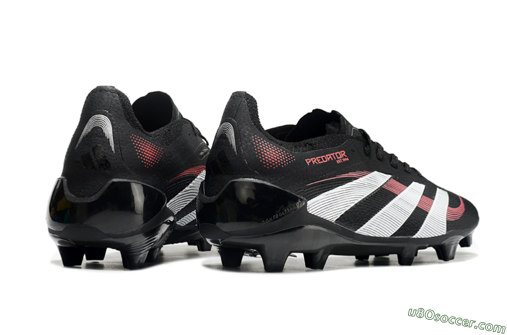 Adidas Predator Elite 2025 Stealth Victory FG Firm Ground Soccer Cleats - Black/White/Red 6