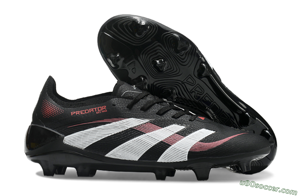 Adidas Predator Elite 2025 Stealth Victory FG Firm Ground Soccer Cleats - Black/White/Red 1