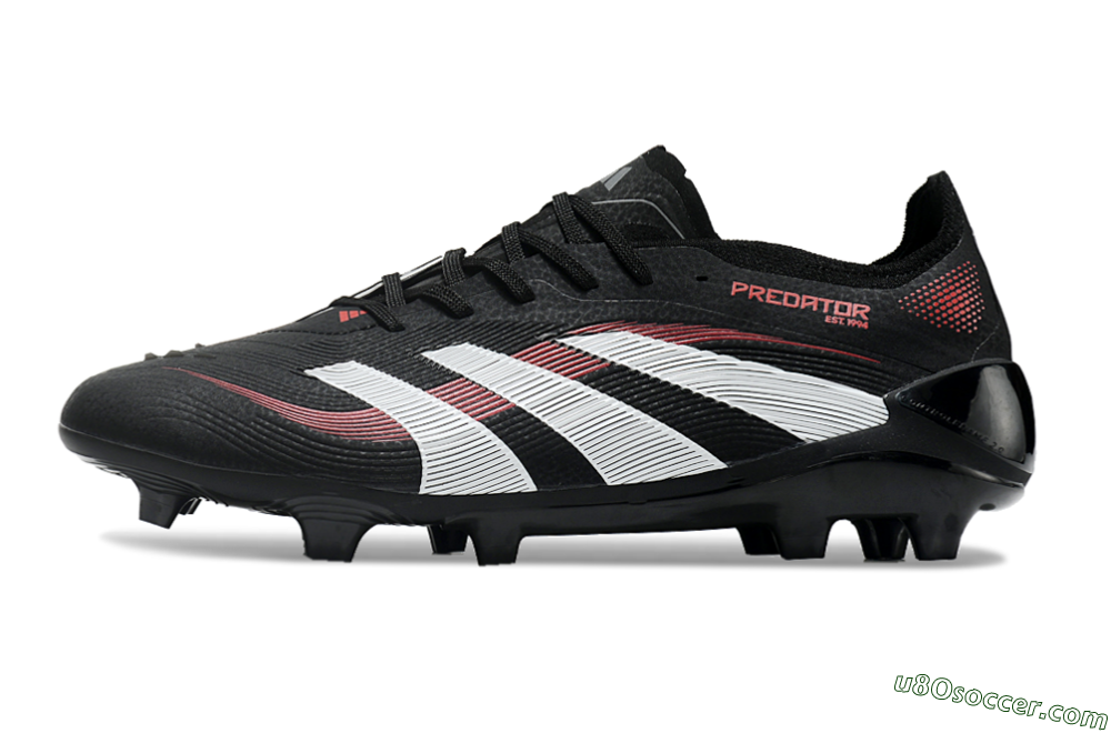 Adidas Predator Elite 2025 Stealth Victory FG Firm Ground Soccer Cleats - Black/White/Red 2