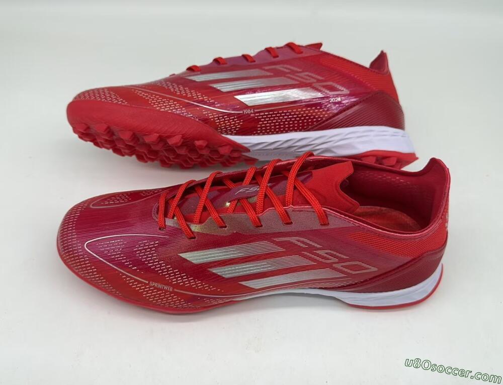 Adidas F50 Pro TF Artificial Turf Soccer Shoes - Red/Silver/White