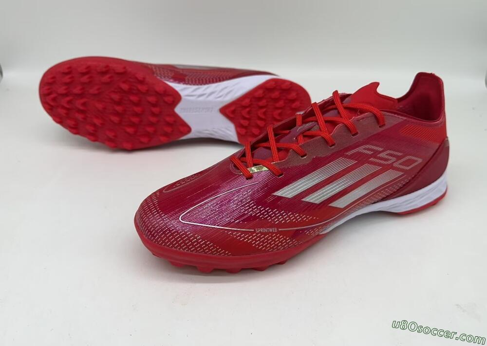 Adidas F50 Pro TF Artificial Turf Soccer Shoes - Red/Silver/White