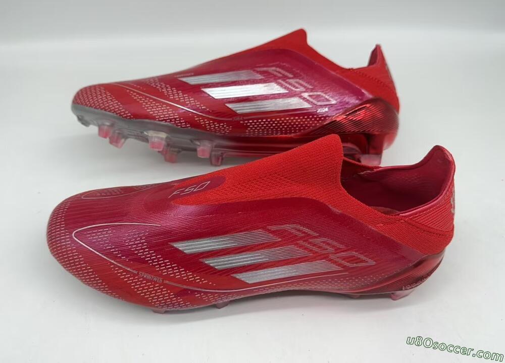 Adidas F50 Elite Laceless FG Firm Ground Soccer Cleats - Red/Silver