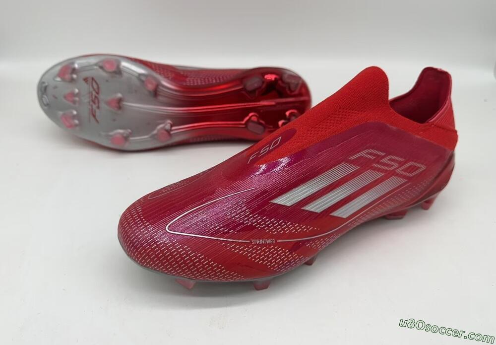 Adidas F50 Elite Laceless FG Firm Ground Soccer Cleats - Red/Silver