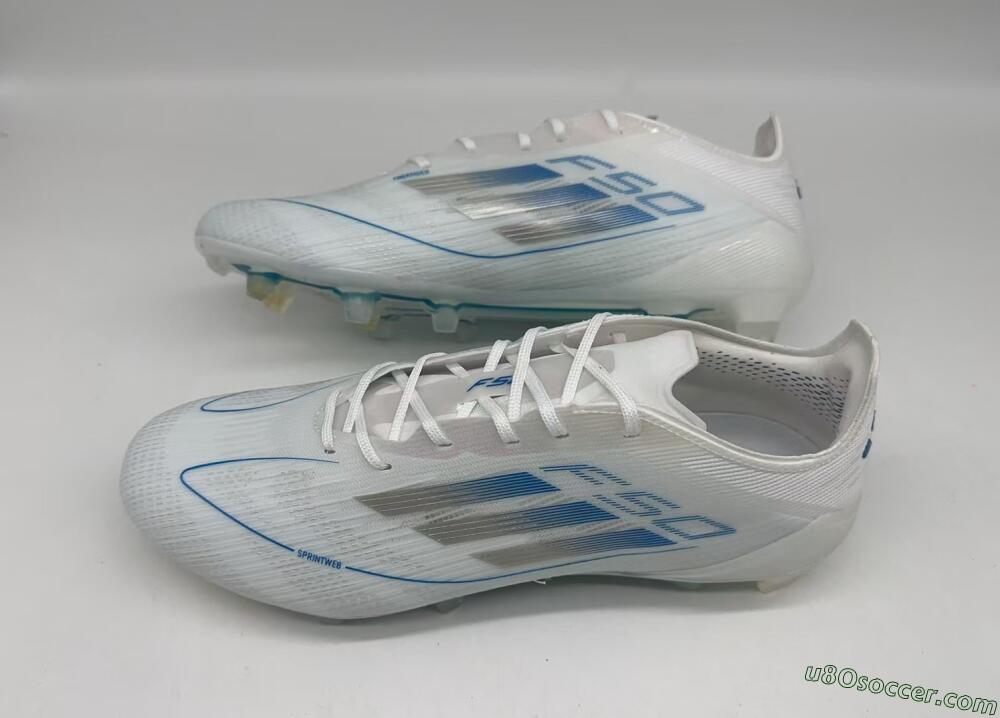 Adidas F50 Elite FG Firm Ground Soccer Cleats - White/Silver/Blue