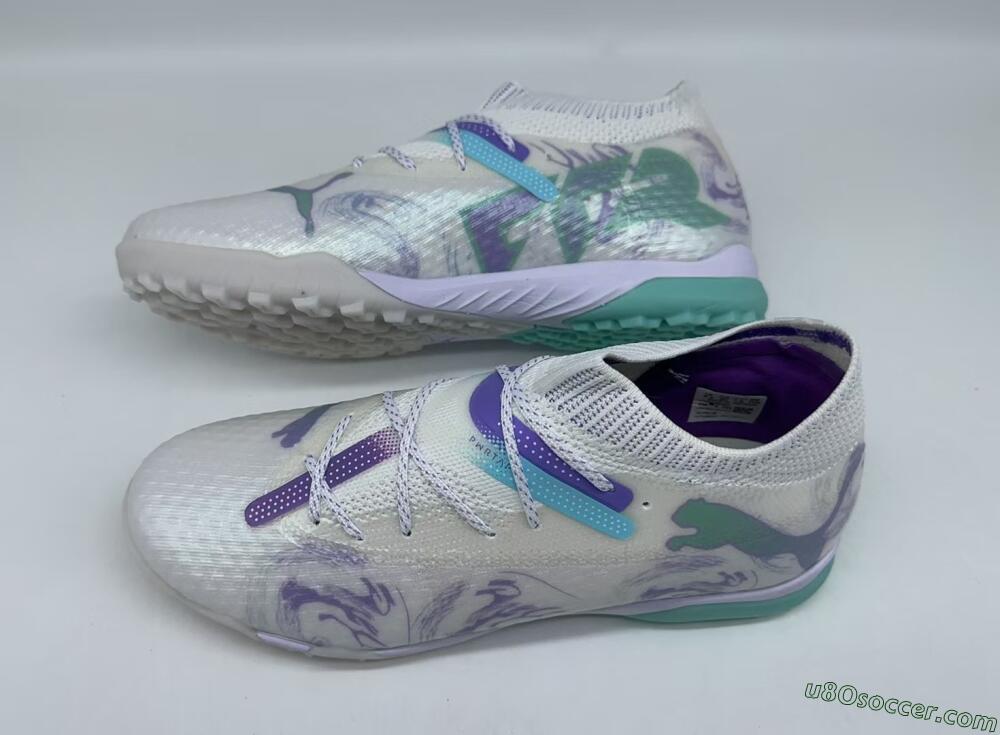 Puma Future Ultimate TF Artificial Turf Soccer Shoes - Beige/Jade/Purple