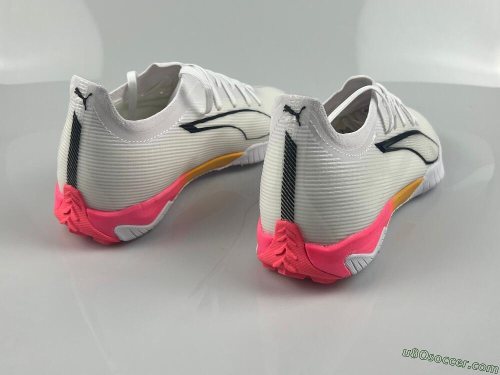Puma Ultra Ultimate TF Artificial Turf Soccer Shoes - White/Black/Yellow/Pink