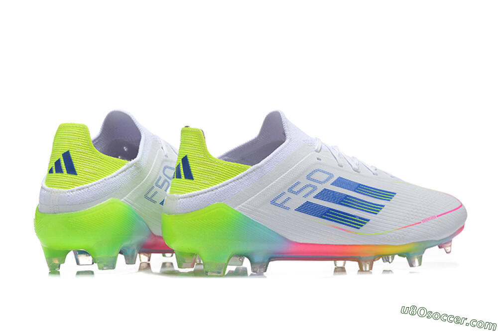Adidas F50 Elite FG Firm Ground Soccer Cleats - White/Blue/Yellow/Pink 6