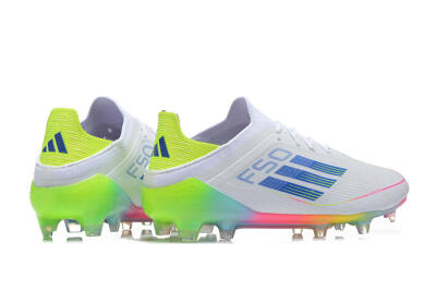 Adidas F50 Elite FG Firm Ground Soccer Cleats - White/Blue/Yellow/Pink